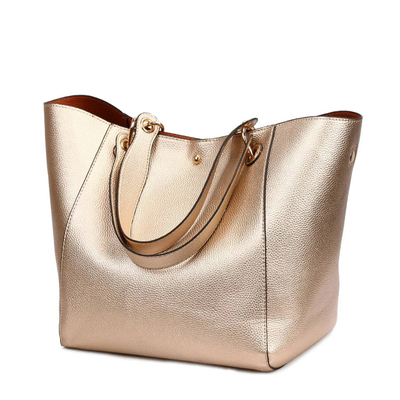 Alt text: Bolsa feminina de couro Tote Felix em marrom elegante.