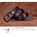 Cinto de couro burgundy com fivela fosca preta, tamanho 100-115cm