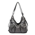 Alt text: Bolsa feminina de couro genuíno na cor marrom Prestige.