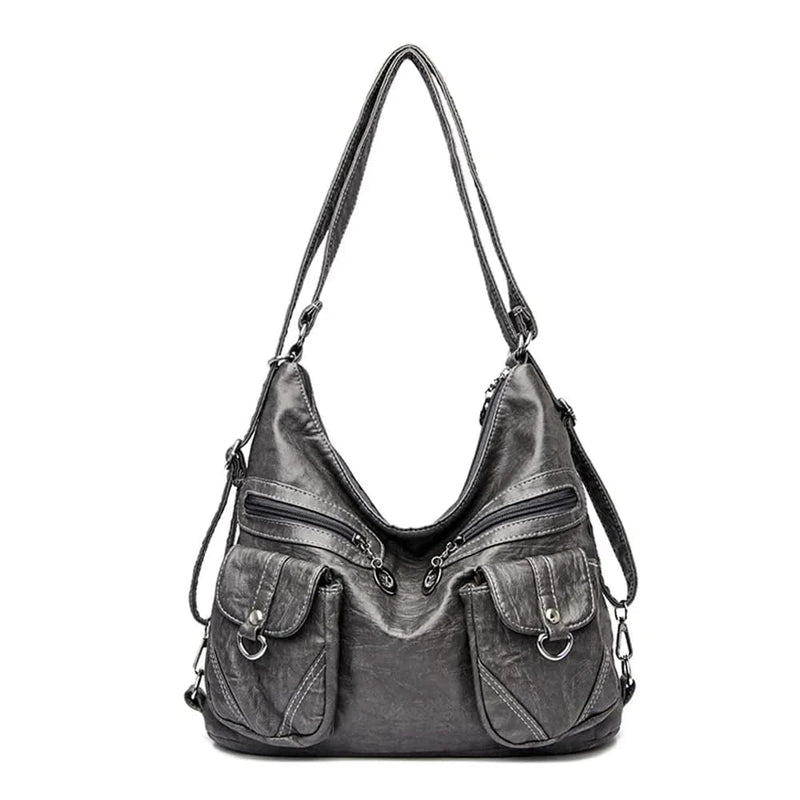 Alt text: Bolsa feminina de couro genuíno na cor marrom Prestige.