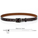 Cinto feminino em couro marrom com fivela oval ajustável