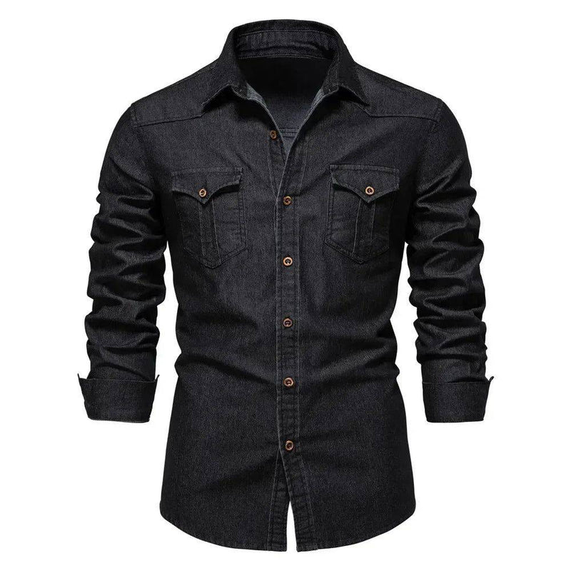 Jaqueta Jeans Masculina com Fechamento em Botões Preto - Zellum