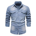 Jaqueta Jeans Masculina com Fechamento em Botões Azul Claro - Zellum