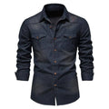 Jaqueta Jeans Masculina com Fechamento em Botões Azul Escuro - Zellum