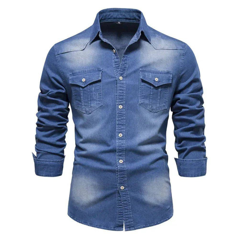 Jaqueta Jeans Masculina com Fechamento em Botões Azul Soft - Zellum