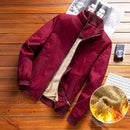 Jaqueta bomber vinho com forro de fleece bege