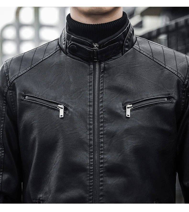 Jaqueta Masculina de Couro Legítimo Estilo Americano - Zellum