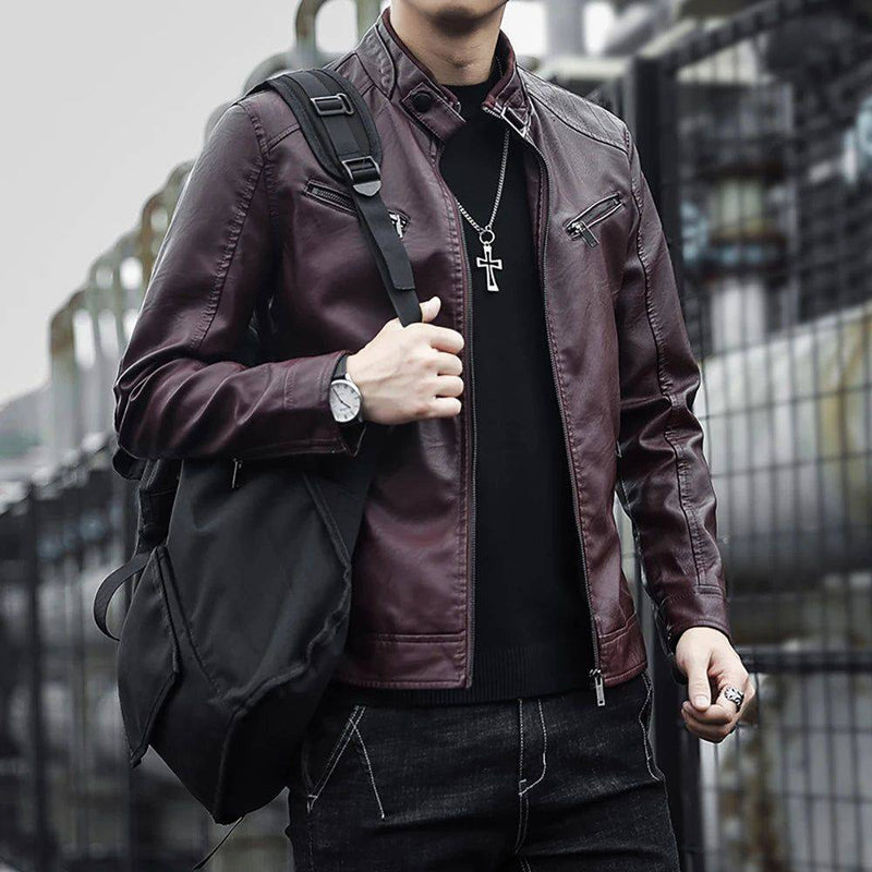 Jaqueta Masculina de Couro Legítimo Estilo Americano - Zellum