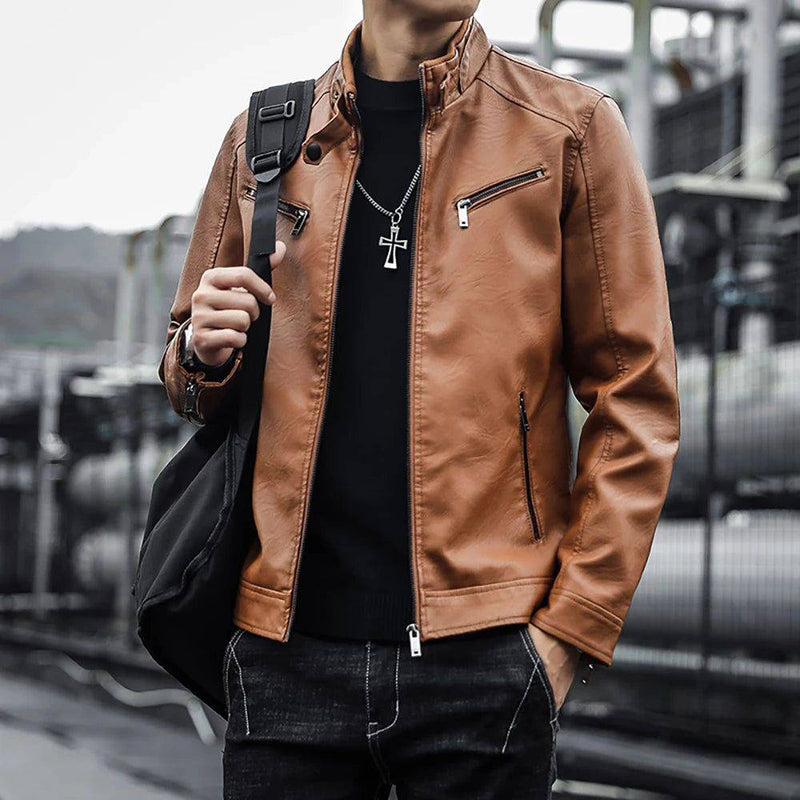 Jaqueta Masculina de Couro Legítimo Estilo Americano - Zellum