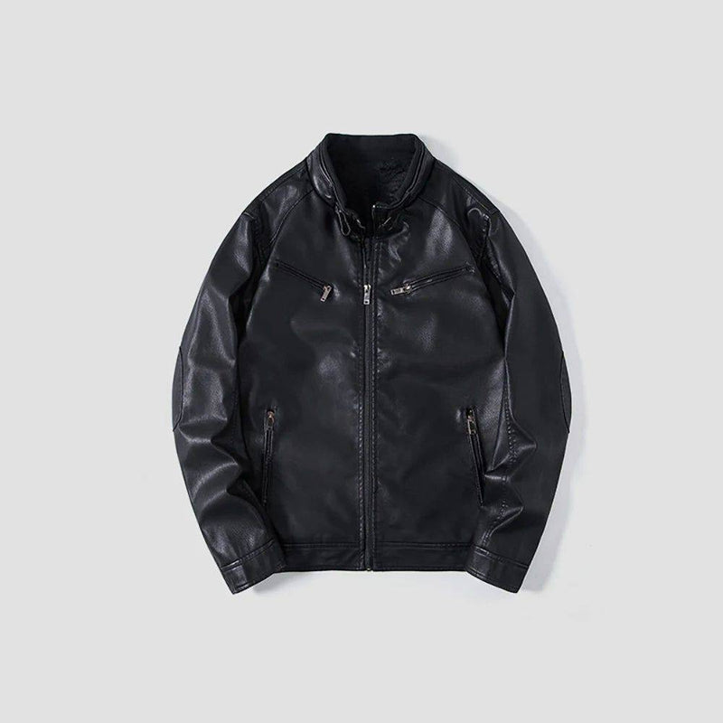 Jaqueta Masculina de Couro Legítimo Estilo Americano Preto - Zellum