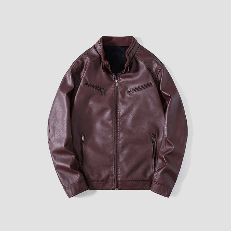 Jaqueta Masculina de Couro Legítimo Estilo Americano Vermelho - Zellum
