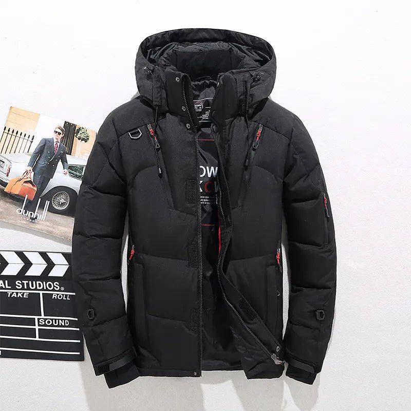 Jaqueta Parka Masculina Para Frio Acolchoada com Capuz Removível Preto - Zellum