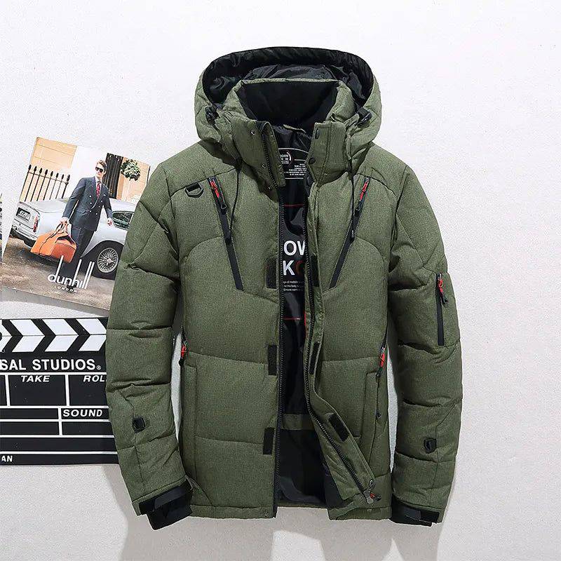Jaqueta Parka Masculina Para Frio Acolchoada com Capuz Removível Verde - Zellum