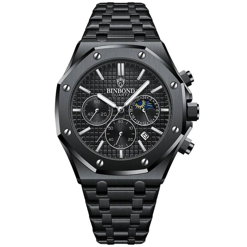 Relógio Binbond Masculino Com Pulseira de Aço Inox Premium Preto - Zellum