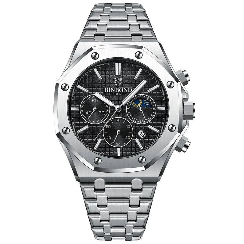 Relógio Binbond Masculino Com Pulseira de Aço Inox Premium Prata - Zellum