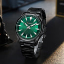 Relógio Curren com pulseira preta e mostrador verde ondulado