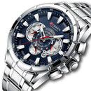 Relógio Curren masculino aço inox cronógrafo mostrador azul marinho