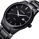 Relógio Curren preto minimalista com pulseira aço inoxidável