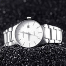 Relógio Curren prata minimalista com pulseira em aço inoxidável