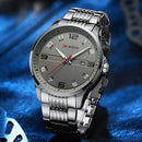 Relógio Curren masculino aço inoxidável com pulseira em aço e mostrador cinza