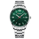 Relógio Curren com pulseira de aço inoxidável e mostrador verde escuro
