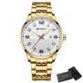 Relógio Curren Masculino de Luxo Feito em Aço Inox Dourado - Zellum