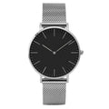 Relógio Feminino Minimalista Com Pulseira de Aço Inoxidável Prata e Preto - Zellum