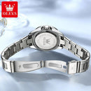 Relógio feminino de aço inox com pulseira ajustável, vista traseira