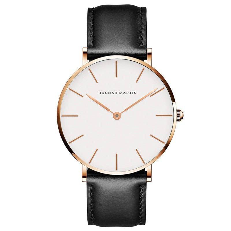 Relógio Feminino Pequeno Hannah Martin Com Pulseira de Couro Legítimo - Zellum