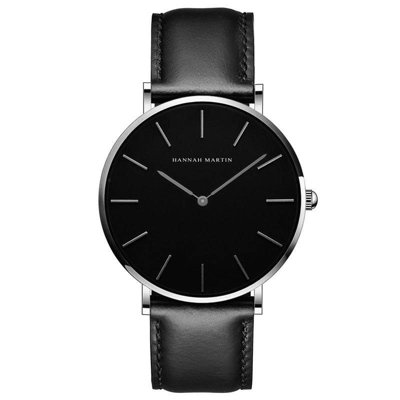 Relógio Feminino Pequeno Hannah Martin Com Pulseira de Couro Legítimo Preto - Zellum