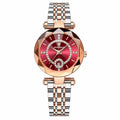Relógio Feminino Pequeno de Luxo Geométrico Poedagar Dourado Vermelho - Zellum