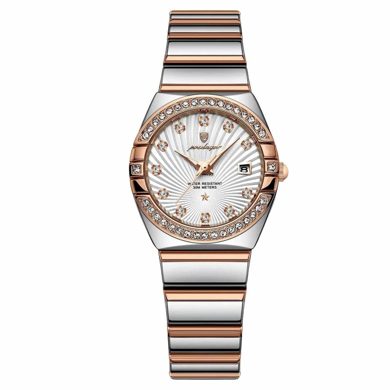 Relógio Feminino de Luxo Pequeno Ladies Feito em Aço Inox Premium Rosa Dourado Branco - Zellum