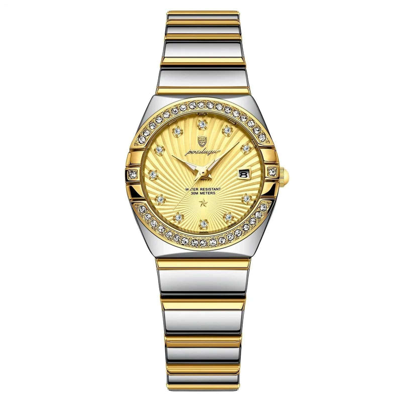 Relógio Feminino de Luxo Pequeno Ladies Feito em Aço Inox Premium Dourado Amarelo - Zellum