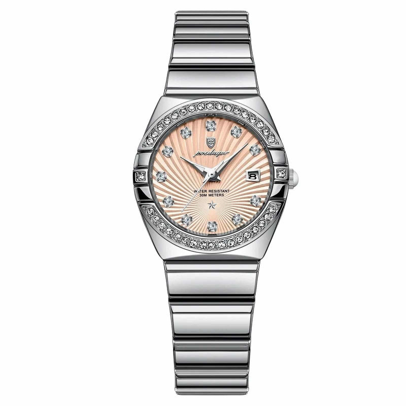 Relógio Feminino de Luxo Pequeno Ladies Feito em Aço Inox Premium Prata Rosa - Zellum