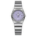 Relógio Feminino de Luxo Pequeno Ladies Feito em Aço Inox Premium Prata Roxo - Zellum