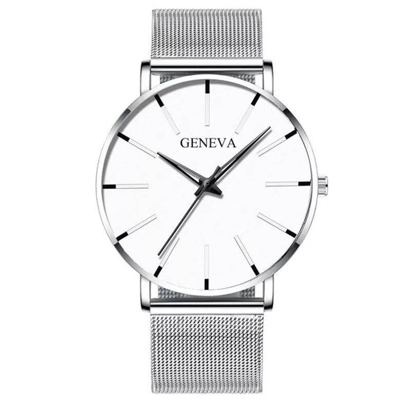Relógio Geneva Masculino com Pulseira de Aço Prata - Zellum