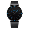 Relógio Geneva Masculino com Pulseira de Aço Preto e Azul - Zellum