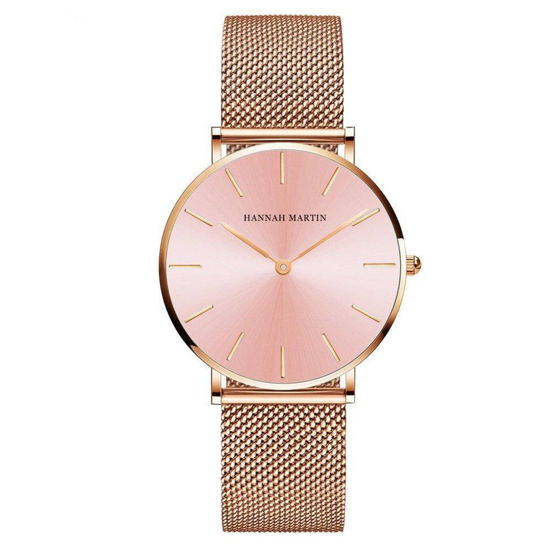 Relógio Hannah Martin Feminino Minimalista com Pulseira de Aço Hipoalergênico Rose Aço Hipoalergênico - Zellum