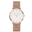 Relógio Hannah Martin minimalista dourado rosé com pulseira de aço em malha