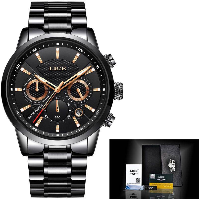 Relógio Lige Masculino Feito em Aço Inox Preto - Zellum