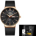 Relógio Lige Masculino com Pulseira de Aço e Data Dourado e Preto - Zellum