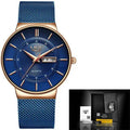 Relógio Lige Masculino com Pulseira de Aço e Data Azul e Rose - Zellum