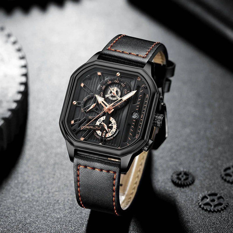 Relógio Masculino De Luxo com Pulseira de Couro e Cronógrafo - Zellum