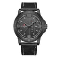 Relógio Masculino NaviForce Com Pulseira de Couro e Data Preto - Zellum