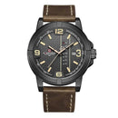 Relógio NaviForce mostrador preto com pulseira de couro marrom