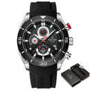 Relógio Naviforce cronógrafo esportivo com pulseira de silicone preto