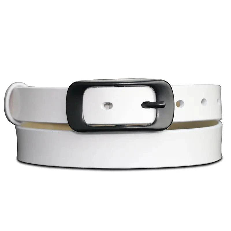 Cinto Feminino Casual Feito em Couro Branco - Zellum