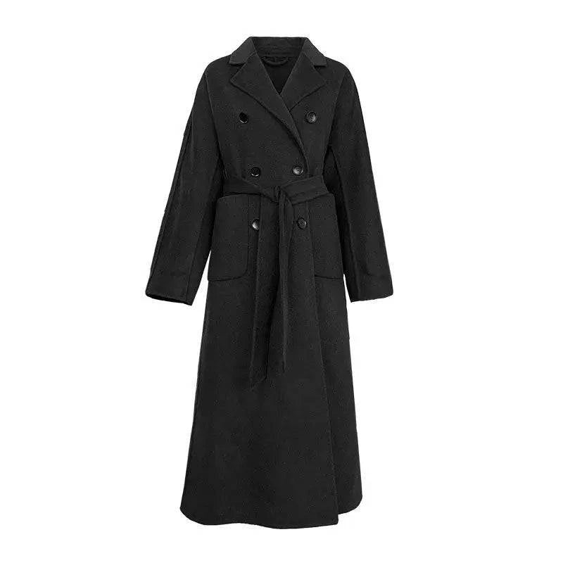 Sobretudo Feminino Longo Royal Preto Lã Algodão - Zellum