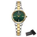 Relógio Feminino Luxo Bicolor Curren Blanche Prata Verde - Zellum