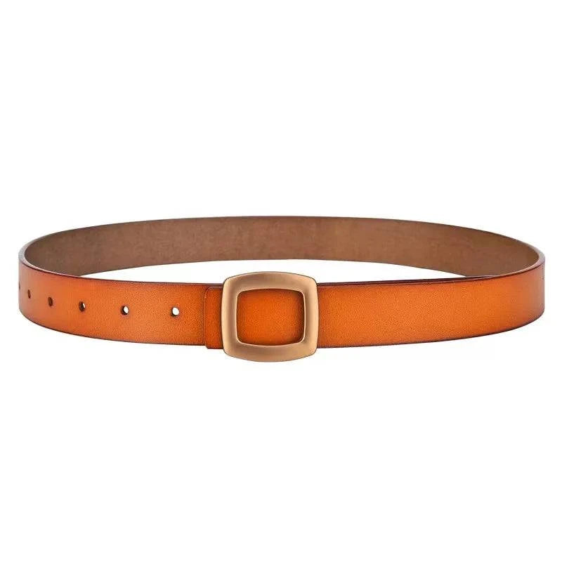 Cinto Feminino de Couro Genuíno Casual Camel - Zellum